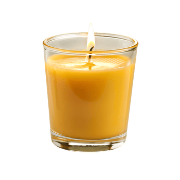 Wax candle in glass holder isolated over transparent background png