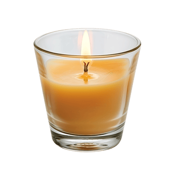 Wax candle in glass holder isolated over transparent background png