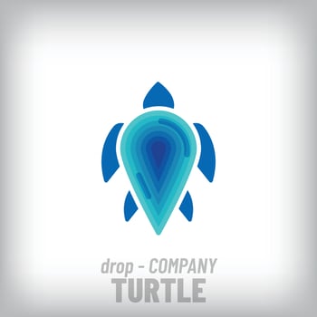 Turtle design logo with unique water falling. vector