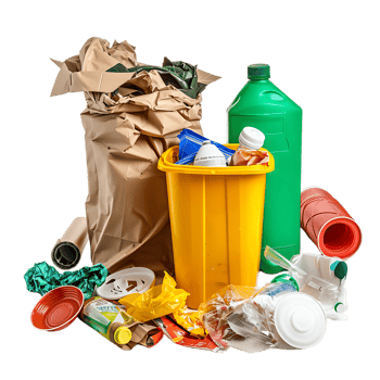 Package for rubbish household supplies for waste throw isolated on transparent background png