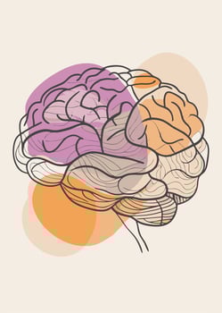 Human brain drawing Abstract minimal continuous line wall decor vector