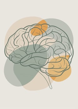 One line art of Human brain drawing Abstract minimal continuous line wall decor vector