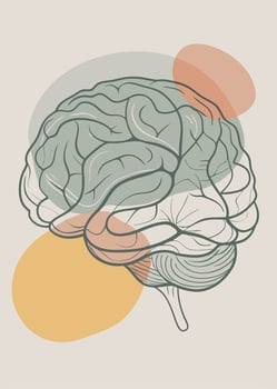 Human brain drawing Abstract minimal continuous line wall decor vector