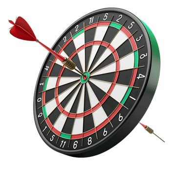 Dart board for target with bullseye arrow 3d icon on transparent background generated Ai png