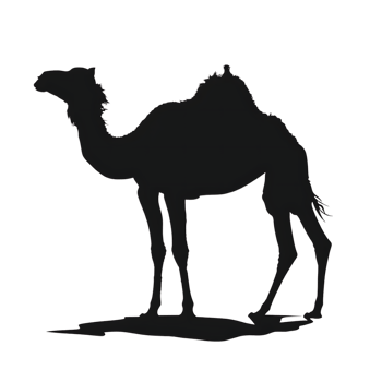 Camel silhouette Arabian pattern set against transparent background png