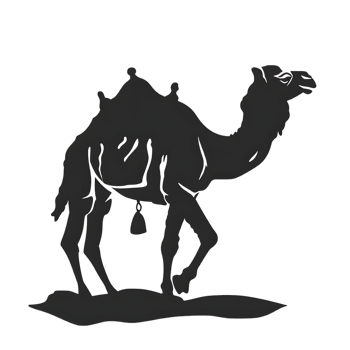 Camel silhouette Arabian pattern set against transparent background png