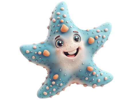 Cute starfish cartoon character png