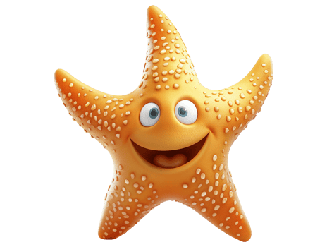 Cute starfish cartoon character png