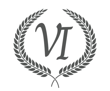 Initial letter V and I, VI monogram logo design with laurel wreath. Luxury calligraphy font. vector