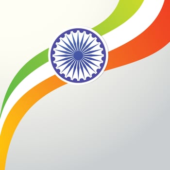 Indian Independence Day Background with Waves and Ashoka Wheel. Illustration vector