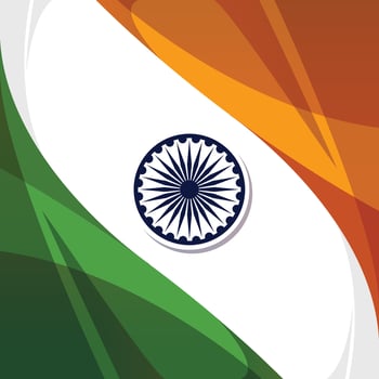 Indian Independence Day Background with Waves and Ashoka Wheel. Illustration vector