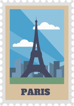 Paris city postal stamp and postmark with sight isolated vector