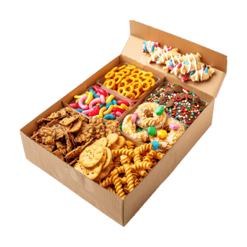 Different Kind of Cookies in a Box on Transparent Background png