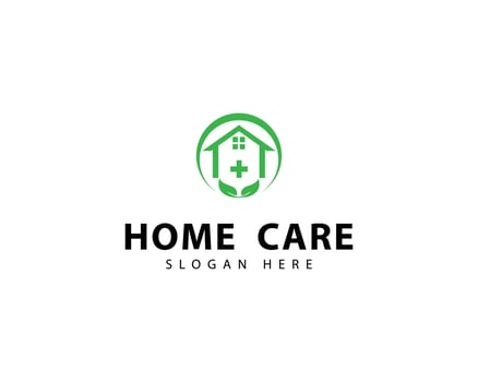 Home logo with hand care. Care house logo design art. Icon. Building. premium. Business logo. Medical. Care. Real estate. Home care logo design. vector