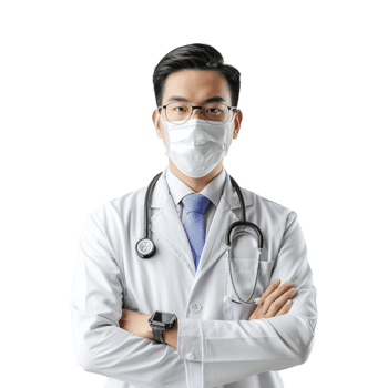 Doctor Wearing Mask on Transparent Background png