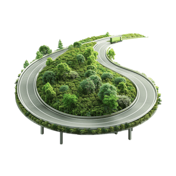 Beautiful Green Highway on Transparent Background png