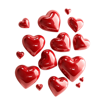 Shiny Hearts on Transparent Background png