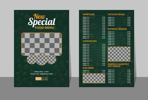 Modern Restaurant Menu Food. vector