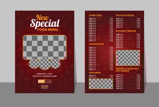 Restaurant Manu and bifold brochure template vector