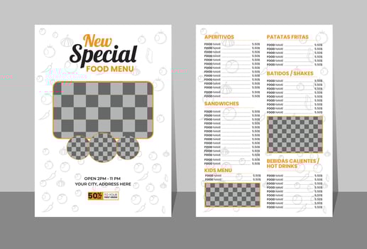 Modern Restaurant menu template design Food flyer Brochure vector