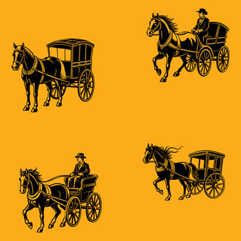 Horse car silhouette art illustration vector
