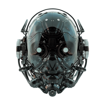 Future Humanoid Robot Skull on Transparent Background png