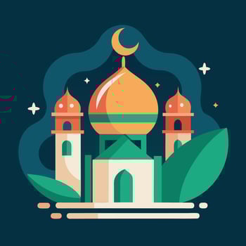 Islamic New Year Flat Colorful Illustration Art Design vector