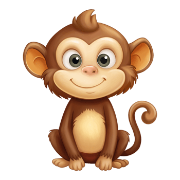 Happy cute monkey image cartoon style png
