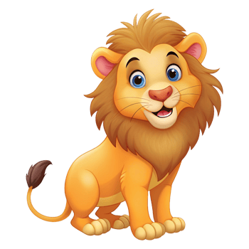 Happy cute Lion image cartoon style png
