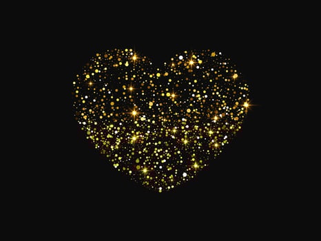 Gold glitter heart on dark background vector