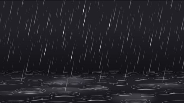 Heavy rain. Capillary surface waves circles on water surface from blurred falling raindrops, rippling rain puddle background illustration vector