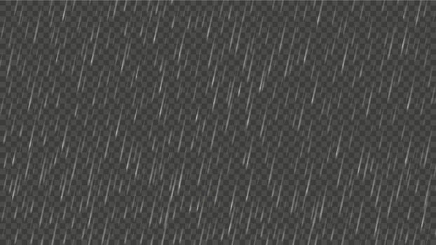 Falling raindrops effect overlay. Heavy or pouring rain texture, rainy weather background and downpour isolated illustration vector