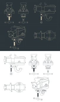 Bench vice blueprints vector