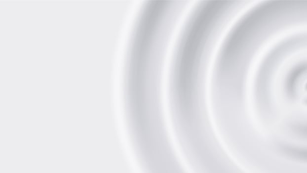 Milk ripple. Creamy white background with circles on water surface. Cream drop banner backdrop template vector