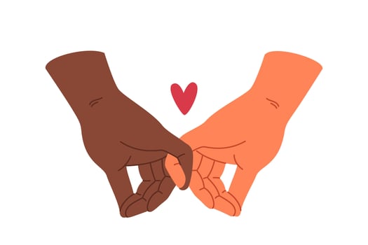 Multiracial love between people holding hands and ready to create family without racial prejudice vector