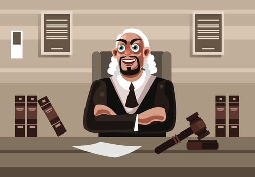 Happy Judge Character Illustration vector