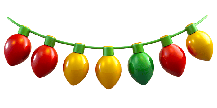 3d Christmas colorful garlands, festive garlands on isolated transparent background png