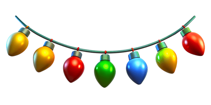 3d Christmas colorful garlands, festive garlands on isolated transparent background png