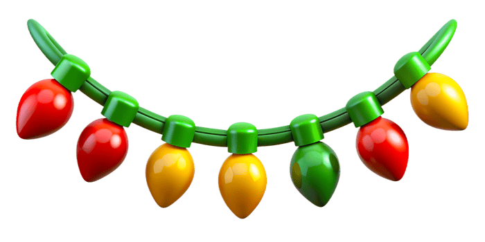 3d Christmas colorful garlands, festive garlands on isolated transparent background png