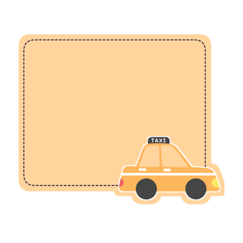 Cute label name tag with car illustration png
