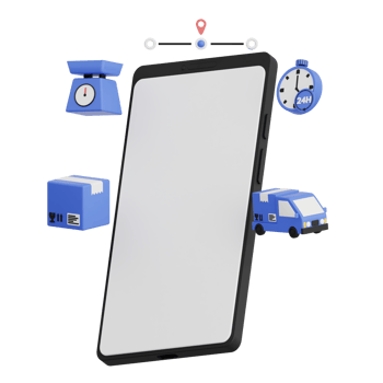 3d render smartphone with white space screen for mockup with Delivery concept. Transparent background illustration png