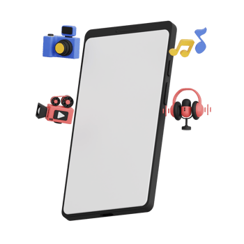 3d render smartphone with white space screen for mockup with Entertainment concept. Transparent background illustration png