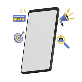 3d render smartphone with white space screen for mockup with Advertisement and Marketing concept. Transparent background illustration png