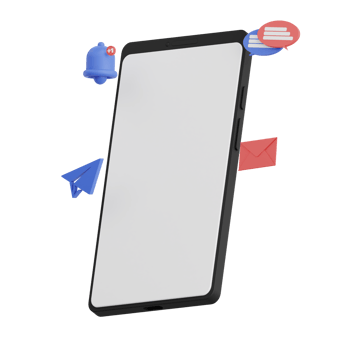 3d render smartphone with white space screen for mockup with Message concept. Transparent background illustration png