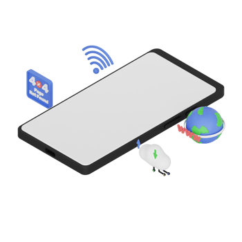 3d render isometric smartphone with white space screen for mockup with Network Browser concept. Transparent background illustration png