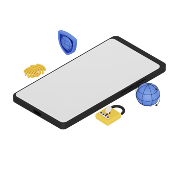 3d render isometric smartphone with white space screen for mockup with Cyber Security concept. Transparent background illustration png