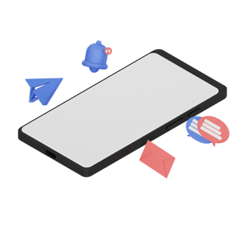 3d render isometric smartphone with white space screen for mockup with Message concept. Transparent background illustration png