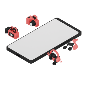 3d render isometric smartphone with white space screen for mockup with Entertainment concept. Transparent background illustration png