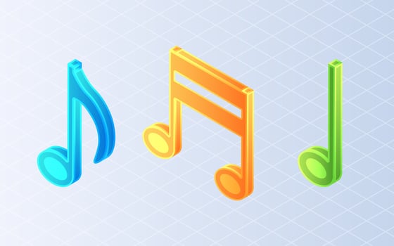 Isometric music notes. Music note symbol on white background vector
