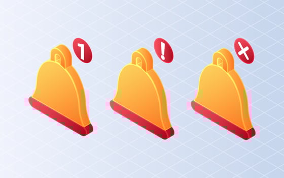 Isometric notification bell. Danger attention on white background vector